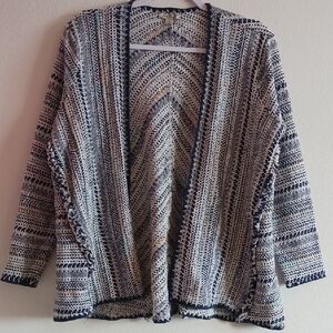 Women's Striped Open-Front Sweater